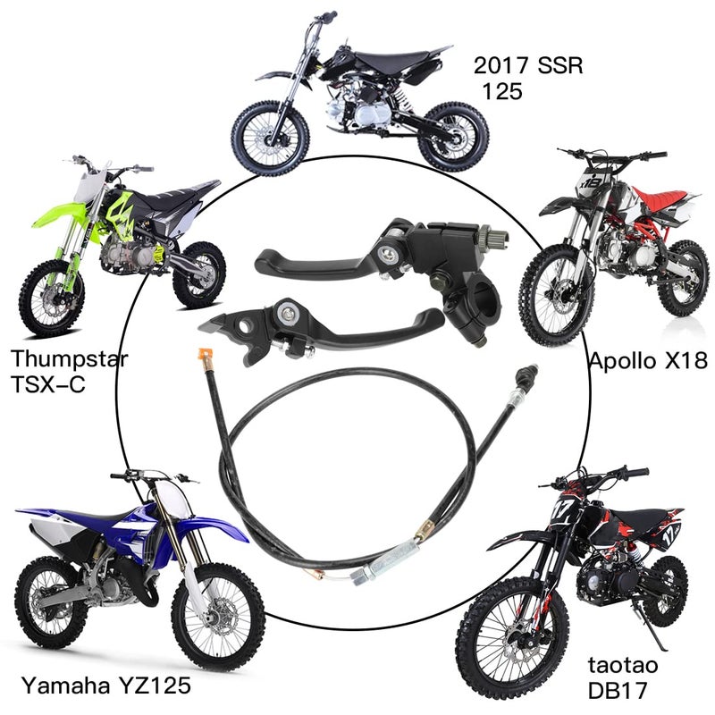 YOXUFA Folding Clutch Brake Lever Perch with Clutch Cable for 110cc 125cc 140cc 150cc Tao Tao DB17 Apollo RFZ DBX15 X18 X19 Z20 Thumpstar Kayo Xmotos SSR YZ Ruckus Pit Dirt Bike 7/8 Handlebar Black - Image 2